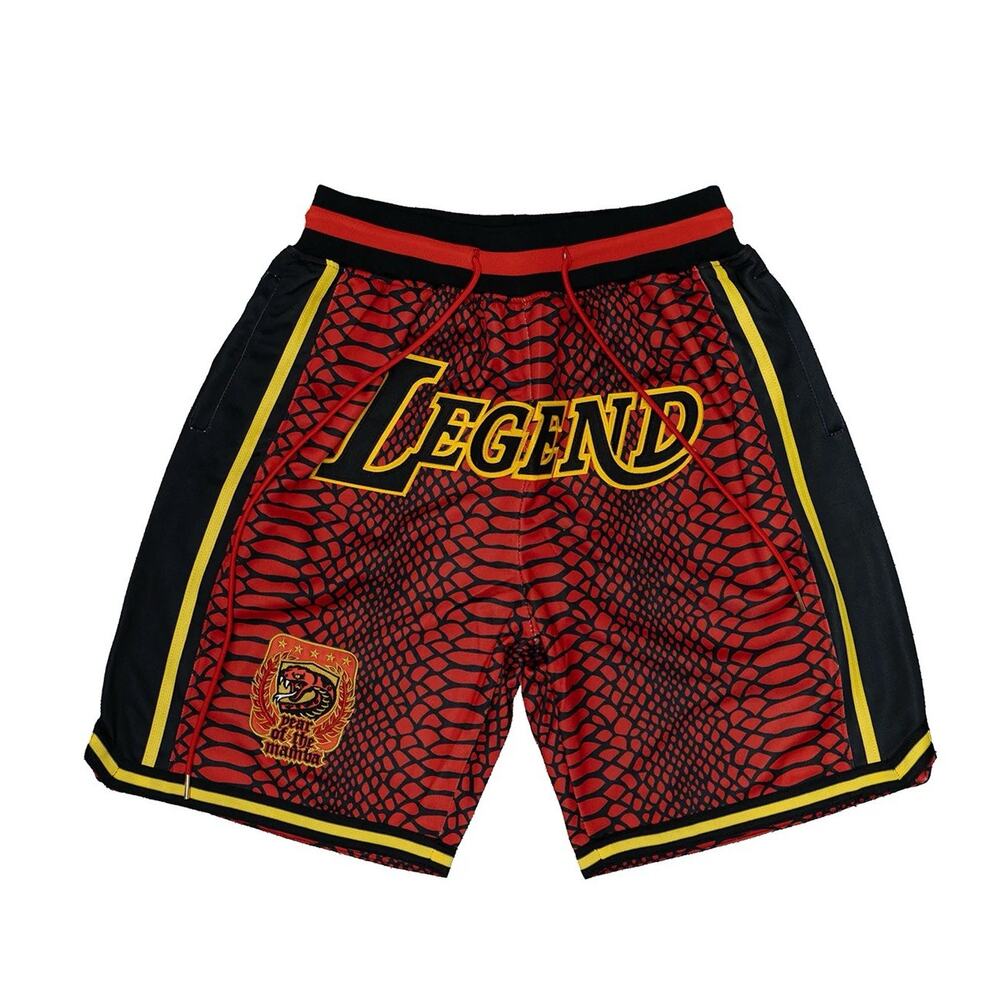 KOBE BRYANT YEAR OF THE MAMBA UNIVERSITY BASKETBALL SHORTS (RED) Large